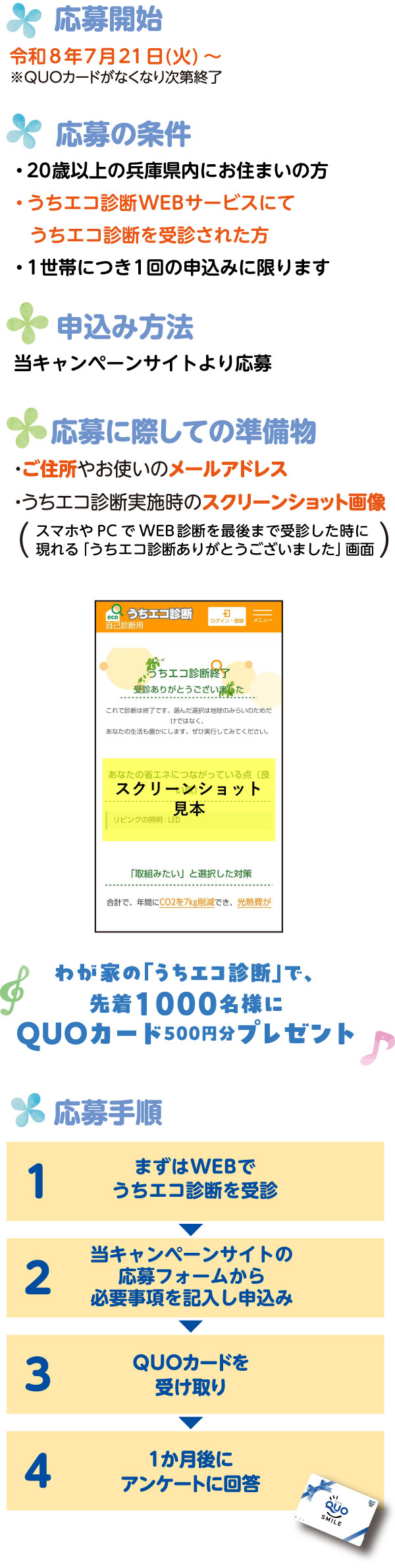 わが家の「うちエコ診断」で、先着1000名様にQUOカード500円分プレゼント